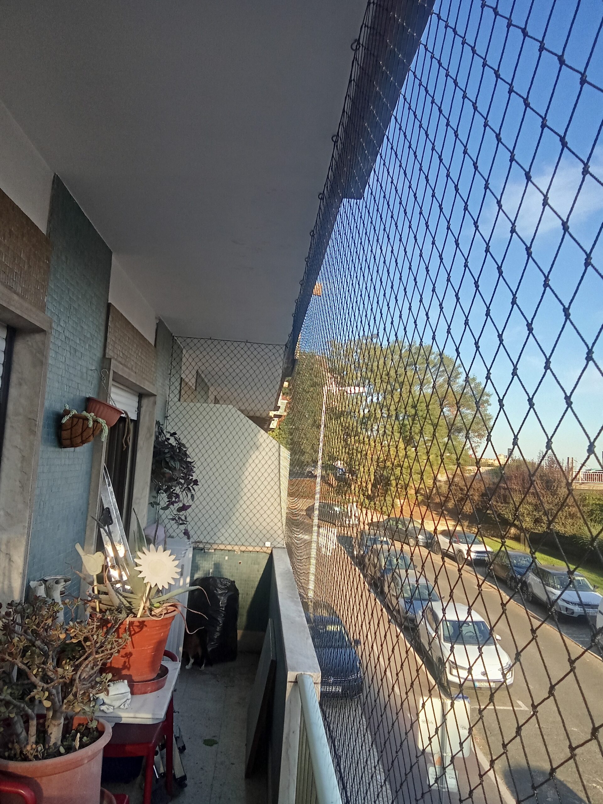 Rede de proteção para gatos com instalação profissional em apartamento