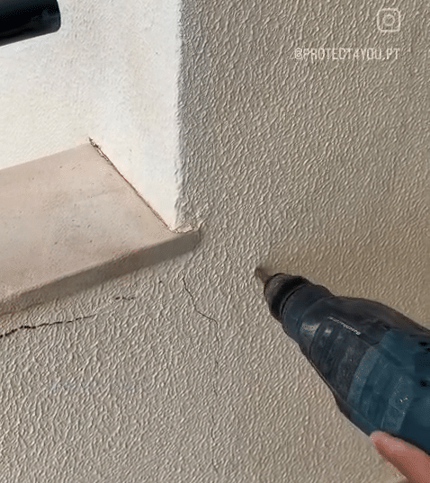 Preparação dos pontos de fixação para a instalação da rede de proteção